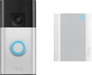 RING Battery Video Doorbell (Satin Nickel) + Chime (2. Gen) Smarte T&uuml;rklingel