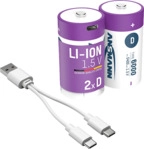 ANSMANN 2er Karton Mono D Typ 6000 Akku, Li-Ion, 1.5 Volt, mAh