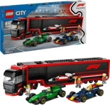 LEGO City 60445 F1&reg; Transporter mit RB20 & AMR24 Rennautos Bausatz, Mehrfarbig