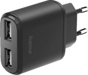 HAMA 2x USB-A Ladeger&auml;t Universal, 5 Volt 12 Watt, Schwarz