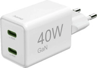 HAMA 125146 SUPER-MINI-LADER, GAN, 2XUSB-C, 40W Super Mini-Ladeger&auml;t Universal,