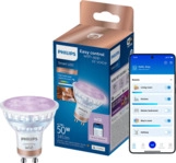 PHILIPS Smart Lighting smarte GU10 LED Lampe, 50W, Wei&szlig;- & Farblicht, Glas,...