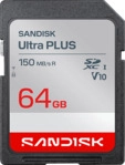 SANDISK ULTRA&reg; PLUS UHS-I-KARTE, SD Speicherkarte, 64 GB, 150 MB/s