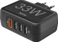 HAMA USB-A 4 Port Schnellladeger&auml;t Universal 33 Watt, Schwarz