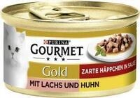 Purina Gourmet Gold Zarte H&auml;ppchen in Sauce mit Lachs & Huhn