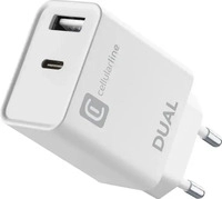 Cellular Line ACHIPHUSB2PD20WW, Cellular Line Dual Charger - iPhone 8 or later