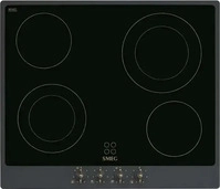 Smeg P864AO, Smeg P864AO (anthrazit/messing) Autark-Glaskeramikfeld