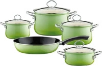 Riess 0558-036, Riess Nouvelle Smaragd 5-teiliges Kochgeschirr-Set - Emaille Gr&uuml;n