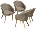 Farbe: braunbeige Gartenstuhl-Set, 4 Sitzpl&auml;tze, Akazienholz/rattan - beige