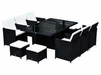 Outsunny Sitzgruppe, 8 Sitzplätze, Aluminium/Polyester/PE/gesäuertes Glas - schwarz
