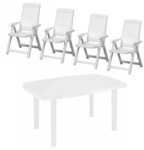 PROGARDEN Gartenm&ouml;belset &raquo;Tampa&laquo;, 5er-Set, Kunststoff - weiss