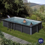 GRE Pool &raquo;Avantgarde&laquo;, BxHxL: 326 x 124 x 606 cm, 17870 l, inkl. LEDs - grau