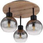 GLOBO LIGHTING Deckenleuchte &raquo;MOITAS&laquo;, Metall, schwarz matt, holzoptik, 3 x E27,