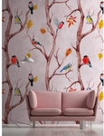 Vliestapete, V&ouml;gel Baum &Auml;ste, LxB: 159x280 cm, rosa-braun