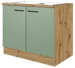 Flex-Well K&uuml;chenunterschrank &raquo;Cara&laquo;, BxHxT: 100 x 85 x 60 cm, Dekor: Schilfgr&uuml;n
