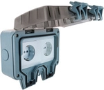 SCHWAIGER Schuko-Steckdose, IP66 mit 2x Schuko- Unterputzdose - grau