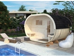 PALMAKO Fasssauna &raquo;Anette&laquo;, HxT: 250 x 274 cm, Fichte, naturbelassen - braun