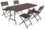 GARDEN PLEASURE Tischgruppe &raquo;TABORA&laquo;, 5-tlg., Schwarz, Stahl, Kunststoff