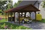 SKANHOLZ Carport &raquo;Wallgau&laquo;, BxT: 430 x 750 cm, Firsth&ouml;he: 326 cm, lasiert - braun