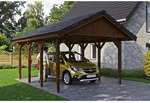 SKANHOLZ Carport &raquo;Wallgau&laquo;, BxT: 430 x 600 cm, Firsth&ouml;he: 326 cm, lasiert - braun