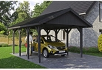 SKANHOLZ Carport &raquo;Wallgau&laquo;, BxT: 430 x 600 cm, Firsth&ouml;he: 326 cm, lasiert - grau