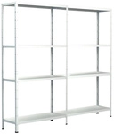 SCHULTE REGALWELT Grundregal mit Anbauregal, Metall, Wei&szlig;, 8 Fachb&ouml;den - weiss