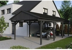 SKANHOLZ Carport &raquo;Fichtelberg&laquo;, BxT: 423 x 808 cm, Firsth&ouml;he: 326 cm, lasiert -