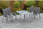 MERXX Gartenm&ouml;belset &raquo;Amalfi&laquo;, 4 Sitzpl&auml;tze, Aluminium/Textil - silberfarben