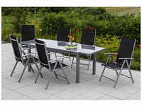 MERXX Gartenmöbelset »Amalfi«, 6 Sitzplätze, Aluminium/Textil - schwarz