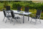 MERXX Gartenm&ouml;belset &raquo;Amalfi&laquo;, 6 Sitzpl&auml;tze, Aluminium/Textil - schwarz