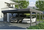 SKANHOLZ Carport &raquo;Grunewald&laquo;, BxT: 622 x 796 cm, Firsth&ouml;he: 255 cm, lasiert - grau