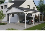 SKANHOLZ Carport &raquo;Fichtelberg&laquo;, BxT: 423 x 808 cm, Firsth&ouml;he: 326 cm, lasiert -