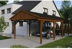 SKANHOLZ Carport &raquo;Fichtelberg&laquo;, BxT: 423 x 808 cm, Firsth&ouml;he: 326 cm, lasiert -