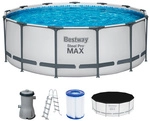 BESTWAY Pool, Komplett-Set mit Filterpumpe &Oslash; 396 x 122 cm, lichtgrau, rund
