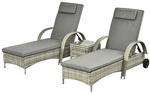 Outsunny Gartenliegen-Set, Eisen, inkl. Auflagen, BxHxT: 200 x 30 x 73 cm - grau