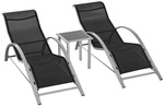 Outsunny Gartenliegen-Set, Metall, 3-teilig - schwarz