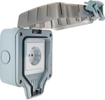 SCHWAIGER Schuko-Steckdose, IP66 mit 1x Schuko- Unterputzdose - grau