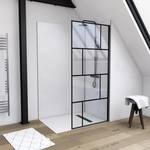 Marwell Duschwand &raquo;BRICKS&laquo;, schwarz, 5 mm - transparent