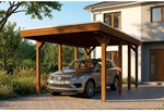SKANHOLZ Carport &raquo;Friesland&laquo;, 320 x 555 cm, Stahl-Dachplatten, Nussbaum,...