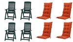 MADISON Gartenm&ouml;belset &raquo;SET Tampa&laquo;, 4 x Klappsessel gr&uuml;n, 4 x Auflage terra...