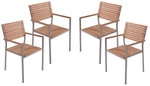 GARDEN PLEASURE Stuhl-Set &raquo;Denver&laquo;, Stapelstuhl, 4er, Braun, Holz, Stahl,