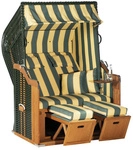 SUNNY SMART Strandkorb &raquo;Rustikal&laquo;, BxHxT: 125 x 160 x 90 cm, gr&uuml;n/gelb, gestreift