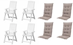 MADISON Gartenm&ouml;belset &raquo;SET Tampa&laquo;, 4 x Klappsessel wei&szlig;, 4 x Auflage taupe...