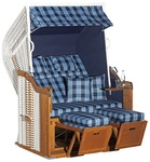 SUNNY SMART Strandkorb &raquo;Rustikal&laquo;, BxHxT: 125 x 160 x 90 cm, blau, kariert -...