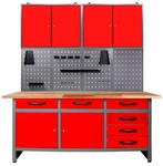 Ondis24 Werkbank, Karsten 160 cm Rot-Grau