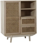 SalesFever Sideboard, natur, Mitteldichte Faserplatte (MDF)/paulowniaholz/rattan -