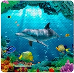 Sanilo Badematte &raquo;Delphin Korallen&laquo;, 53 x 53 cm, Blau, Quadratisch