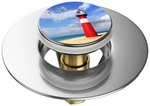 Sanilo Waschbeckenst&ouml;psel &raquo;Leuchtturm&laquo;, 340 mm - 380 mm, Blau, Rund
