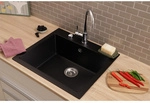 RESPEKTA Einbausp&uuml;le &raquo;Oakville&laquo;, BxHxL: 60 x 22 x 53 cm, Massivgranit - schwarz