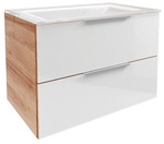 FACKELMANN Badm&ouml;bel-Set &raquo;B.Brillant&laquo;, Waschplatz 80 cm, Glasbecken, Asteiche-Glas,